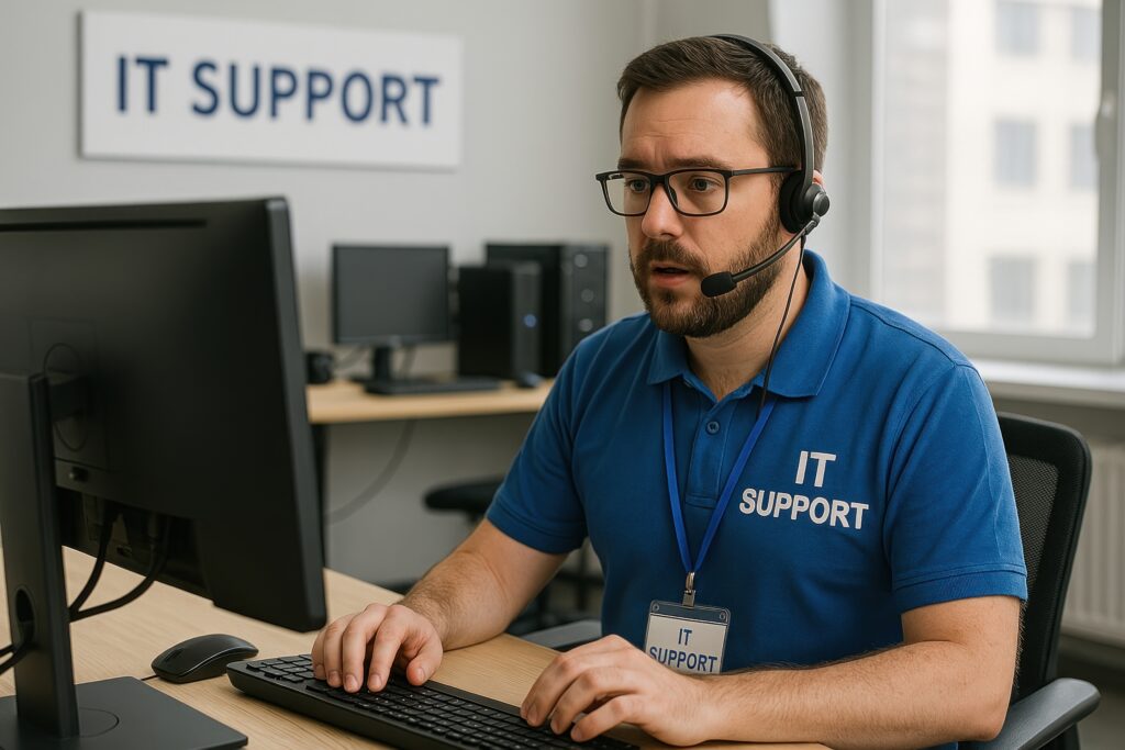 IT Help Desk & Support Staff team member helping a customer